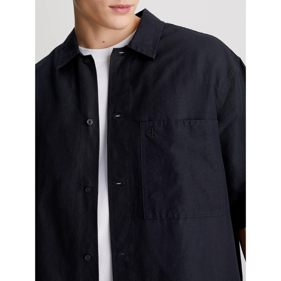 Calvin Klein Ανδρικό πουκάμισο Linen Cotton Short Sleeve Shirt